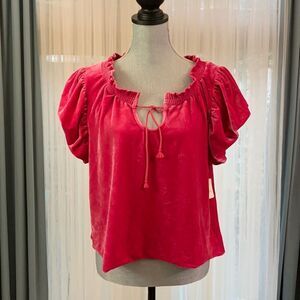 FREE People Terese Velour Pink Phenom top  Smocked Neckline NWT women’s size M